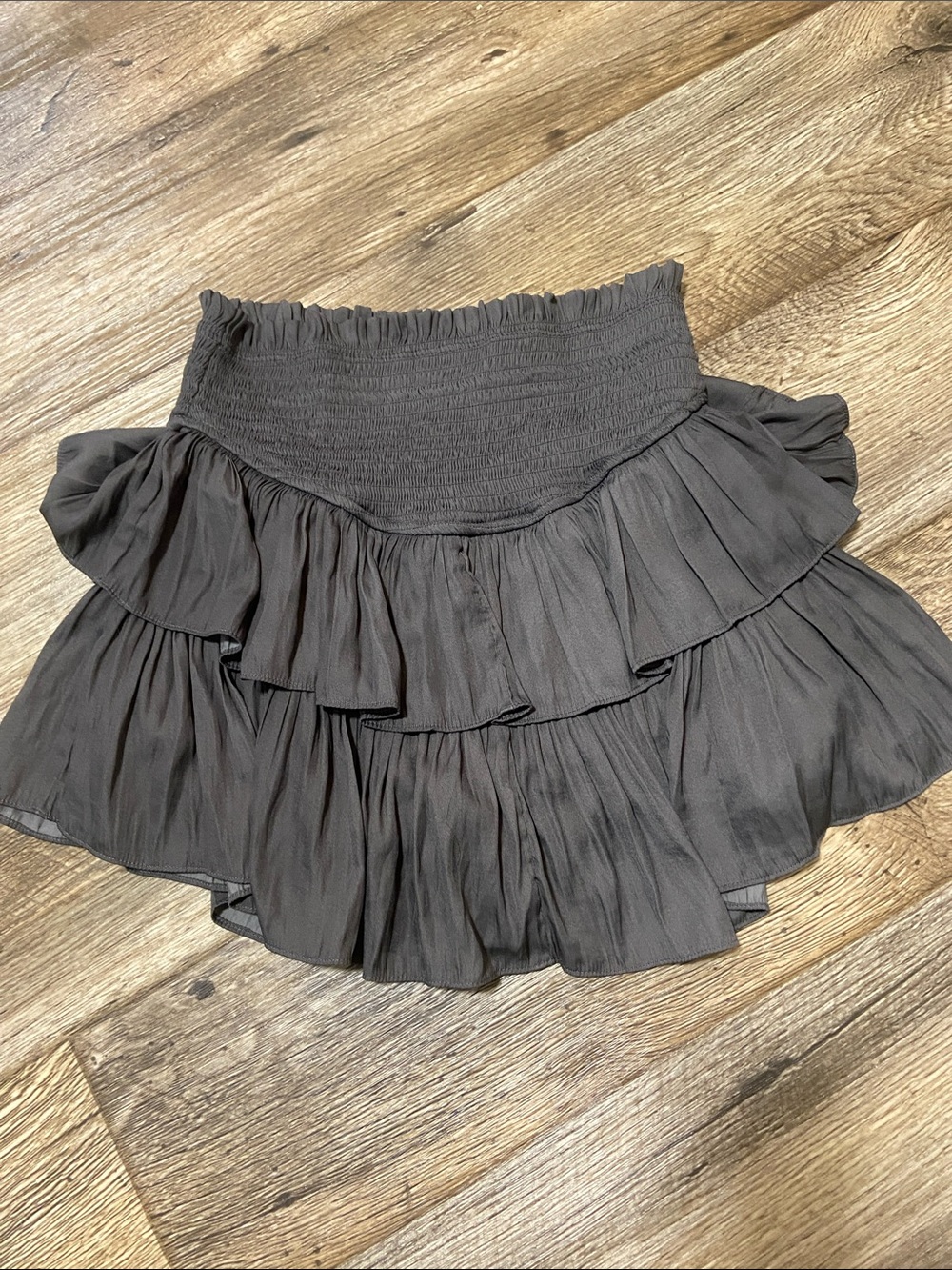 Tiered Ruffle Mini Skort in Charcoal Gray